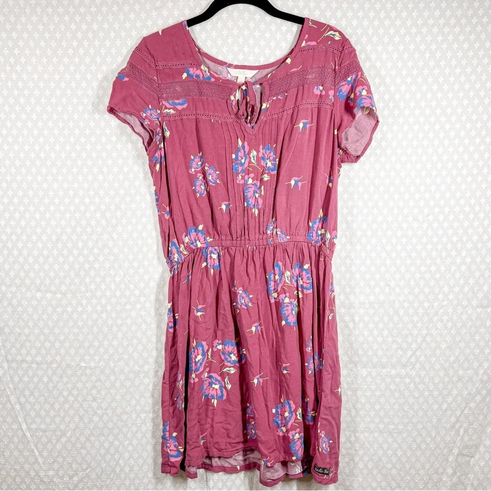 Matilda Jane Pink Floral Eyelet Short Sleeve Dress